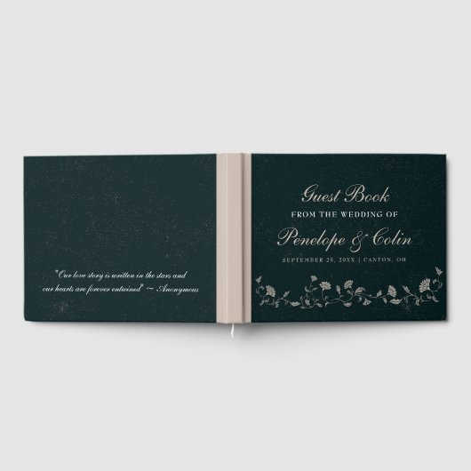 Zwart en Tan Library Bruiloft Gastenboek (Volledig)