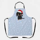 Zwart en Tan Longhaired Dachshund Hondenkerst Schort (Voorkant)