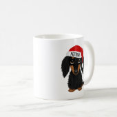 Zwart en Tan Longhaired Dachshund Santa Custom Koffiemok (Voorkant rechts)