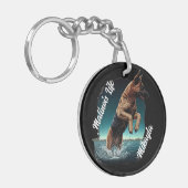 Zwart en Tan Malinois in Water Sleutelhanger (Voorkant Links)