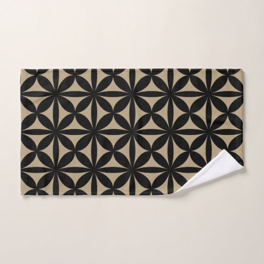 Zwart en Tan Modern / Retro Print Bad Handdoek (Handdoek)