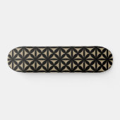 Zwart en tan modern / retro print persoonlijk skateboard (Horizontaal)