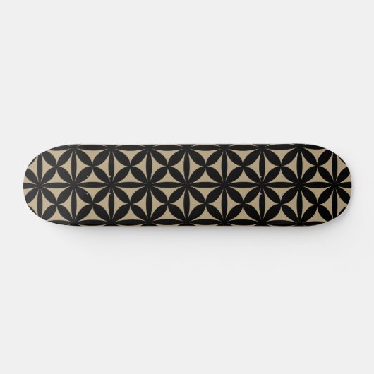 Zwart en tan modern / retro print persoonlijk skateboard (Horizontaal)