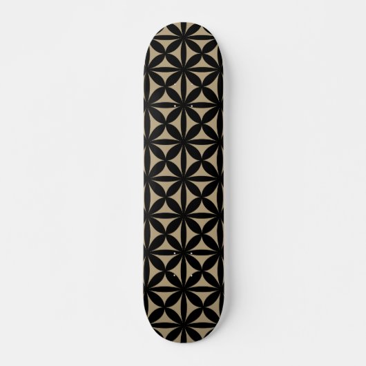 Zwart en tan modern / retro print persoonlijk skateboard (Voorkant)