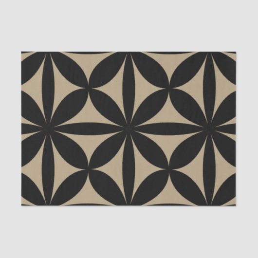 Zwart en Tan Modern / Retro Print Tissuepapier (Voorkant)