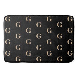 Zwart en Tan Monogram Patroon Badmat
