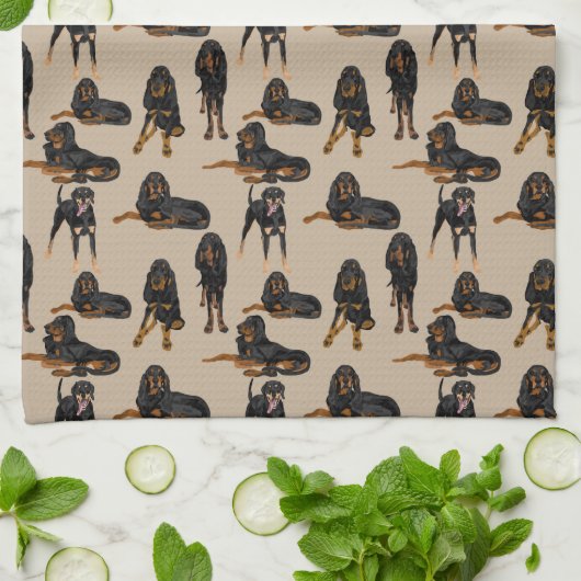 Zwart en Tan op Tan Theedoek (Gevouwen)