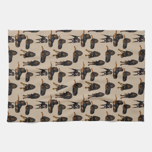 Zwart en Tan op Tan Theedoek (Horizontaal)