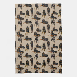 Zwart en Tan op Tan Theedoek