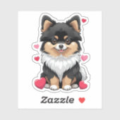 Zwart en Tan Pom Valentijnsdag 3 x 3 Sticker (Vel)