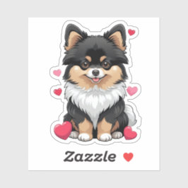 Zwart en Tan Pom Valentijnsdag 3 x 3 Sticker