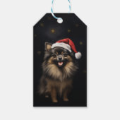 zwart en Tan Pomeranian Kerstmis Cadeaulabel (Voorkant)