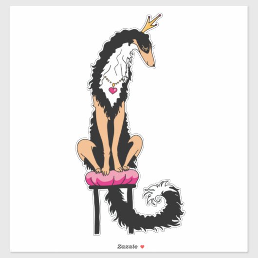Zwart en Tan Royal Borzoi Die Cut Vinyl Sticker (Vel)