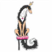 Zwart en Tan Royal Borzoi Die Cut Vinyl Sticker (Voorkant)