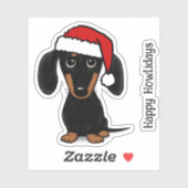 Zwart en Tan Santa Dachshund Schattige Hondenkerst Sticker (Vel)