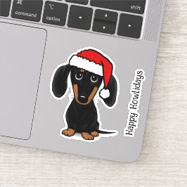 Zwart en Tan Santa Dachshund Schattige Hondenkerst Sticker