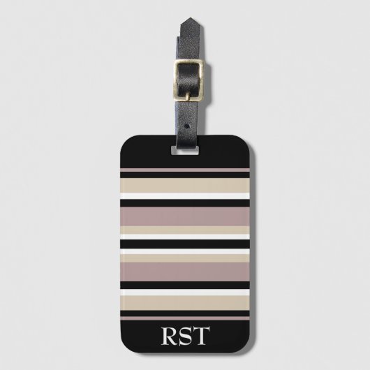 Zwart en Tan Stripes Bagagelabel (Voorkant (verticaal))