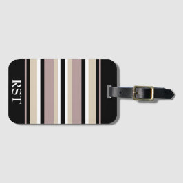 Zwart en Tan Stripes Bagagelabel