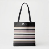 Zwart en Tan Stripes Tote Bag (Voorkant)