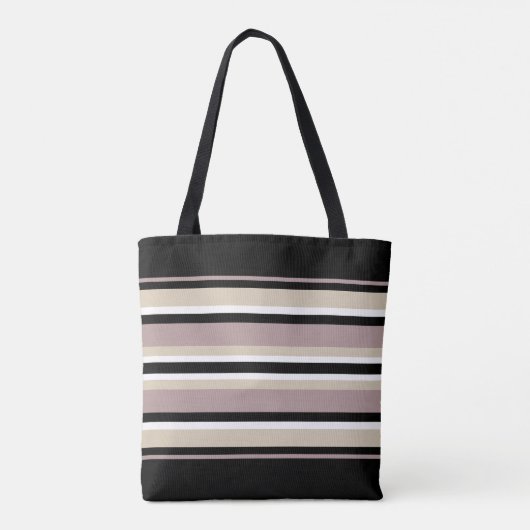 Zwart en Tan Stripes Tote Bag (Achterkant)