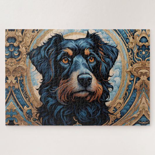 Zwart en Tan Terrier Portret Legpuzzel (Horizontaal)