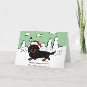 Zwart en Tan van de tekkel Langharige Feestdagen Kaart (Achterkant)