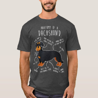 Zwart en Tan Wirehaired Dachshund Dog Anatomy T-shirt