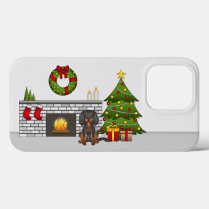 Zwart-en-tankavaliershond in een kerstkamer Case-Mate iPhone case