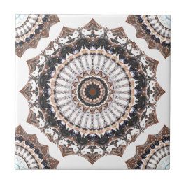 Zwart en Tannig Mandala Patroon Tegeltje