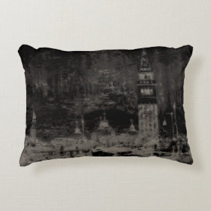 Zwart en Taupe Noodlijdende Skyline Venetië Italië Accent Kussen