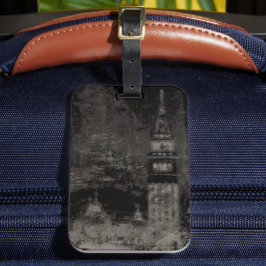 Zwart en Taupe Noodlijdende Skyline Venetië Italië Bagagelabel