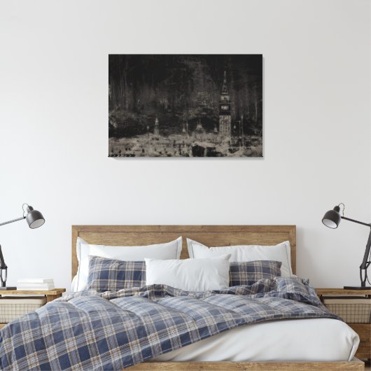 Zwart en Taupe Noodlijdende Skyline Venetië Italië Canvas Afdruk (Insitu (Slaapkamer))