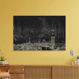 Zwart en Taupe Noodlijdende Skyline Venetië Italië Canvas Afdruk