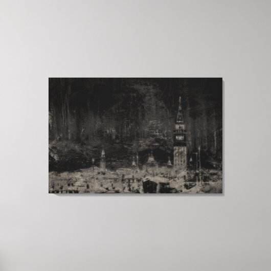 Zwart en Taupe Noodlijdende Skyline Venetië Italië Canvas Afdruk (Voorkant)