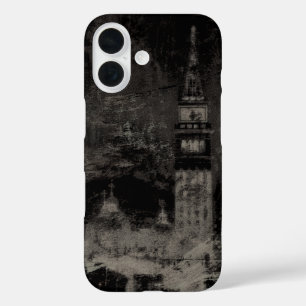 Zwart en Taupe Noodlijdende Skyline Venetië Italië iPhone 16 Hoesje