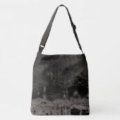 Zwart en Taupe Noodlijdende Skyline Venetië Italië Crossbody Tas (Achterkant)