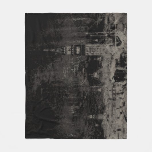 Zwart en Taupe Noodlijdende Skyline Venetië Italië Fleece Deken (Voorkant)