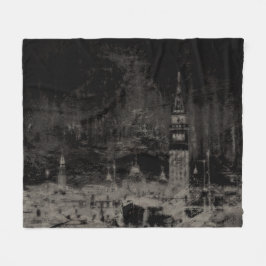 Zwart en Taupe Noodlijdende Skyline Venetië Italië Fleece Deken
