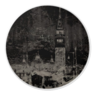Zwart en Taupe Noodlijdende Skyline Venetië Italië Keramische Knop