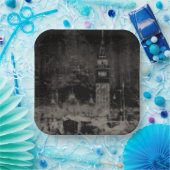 Zwart en Taupe Noodlijdende Skyline Venetië Italië Papieren Bordje (Feest)