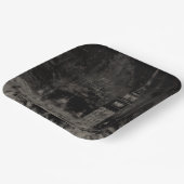 Zwart en Taupe Noodlijdende Skyline Venetië Italië Papieren Bordje (Gebogen)