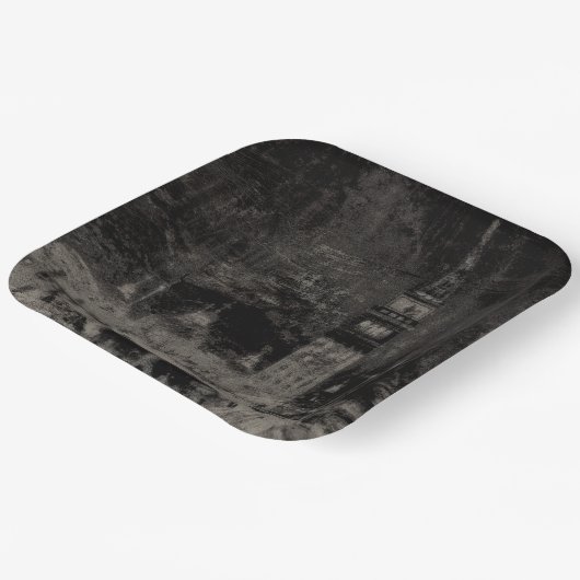 Zwart en Taupe Noodlijdende Skyline Venetië Italië Papieren Bordje (Gebogen)