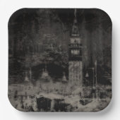 Zwart en Taupe Noodlijdende Skyline Venetië Italië Papieren Bordje (Voorkant)