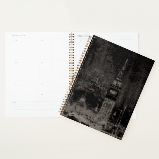 Zwart en Taupe Noodlijdende Skyline Venetië Italië Planner (Display)