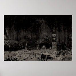 Zwart en Taupe Noodlijdende Skyline Venetië Italië Poster