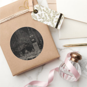 Zwart en Taupe noodlijdende skyline Venetië Italië Ronde Sticker