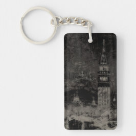 Zwart en Taupe Noodlijdende Skyline Venetië Italië Sleutelhanger