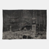 Zwart en Taupe Noodlijdende Skyline Venetië Italië Theedoek (Horizontaal)