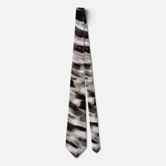 Zwart en Taupe Zijde Abstract Stropdas (Voorkant)