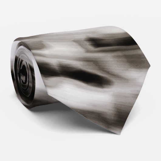 Zwart en Taupe Zijde Abstract Stropdas (Opgerold)